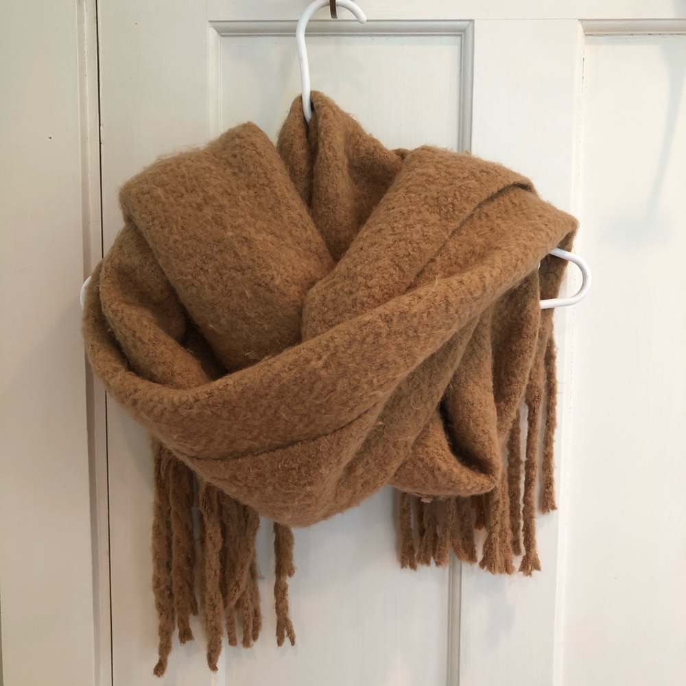 Oversized Free People Camel Colored Wool Scarf